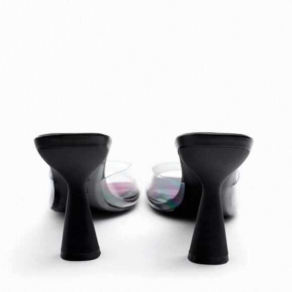 Zara Vinyl Strap Heel Slide Sandals - Picture 7 of 10